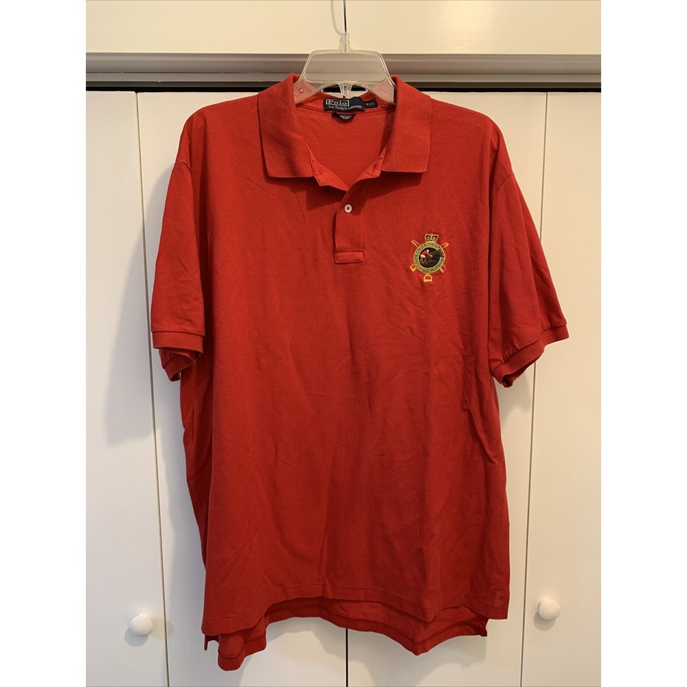 Ralph Lauren RED Polo Shirt Mens 2XL XXL ~ 100% PIMA COTTON ~ Horse Jumping Logo